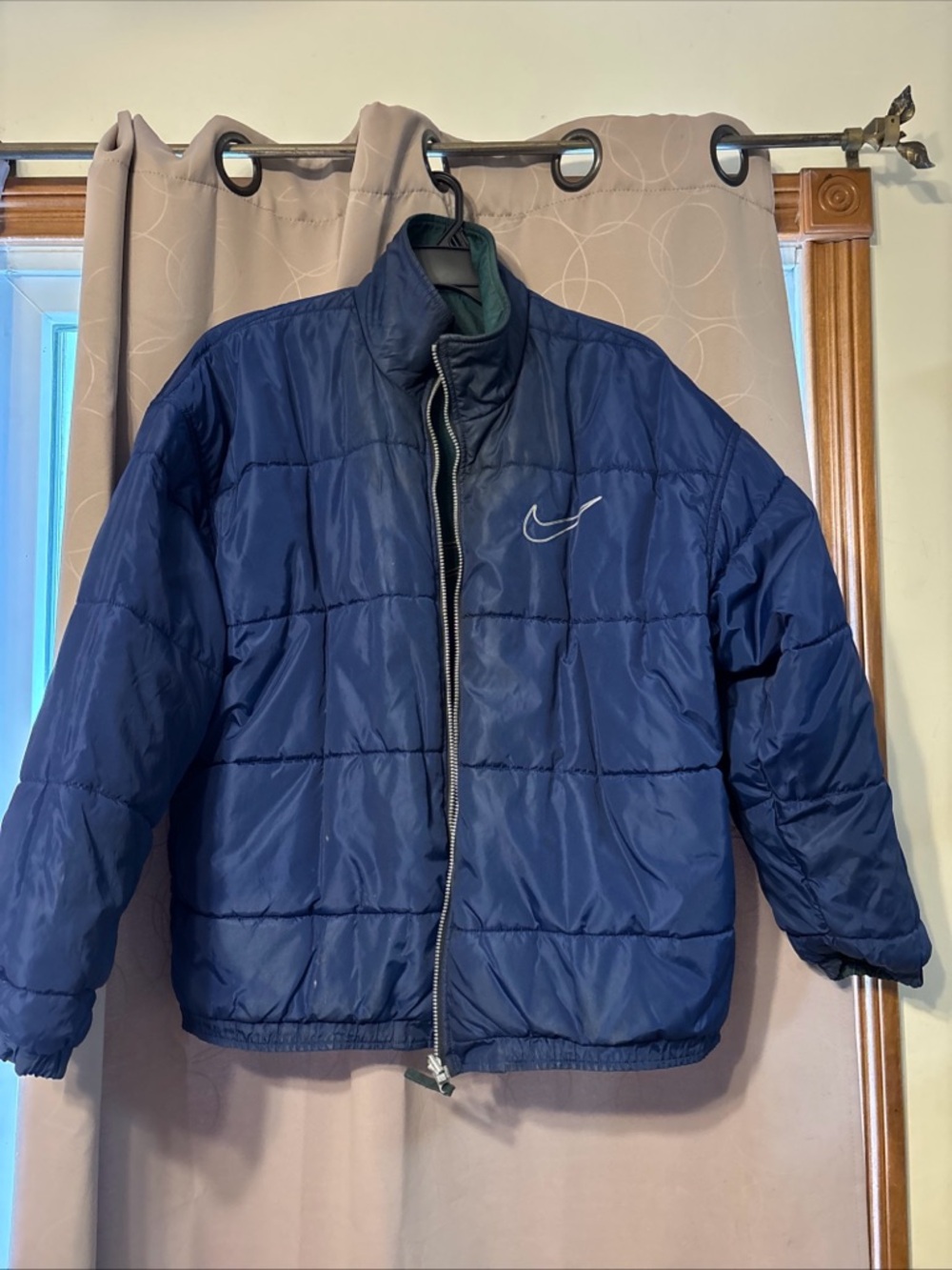 Nike Men’s Blue Quilted Puffer Jacket with Swoosh